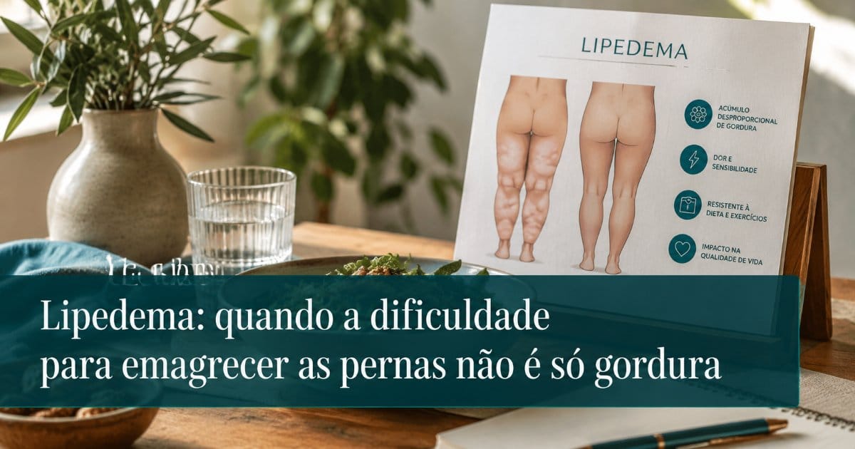 Capa do artigo sobre lipedema - prancheta medica e composicao editorial com titulo